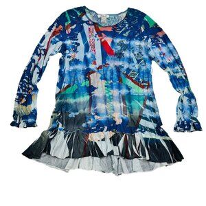 Aris A. Multicolor Abstract/Artsy/Art to Wear Print Long Sleeve Top Women's SZ M